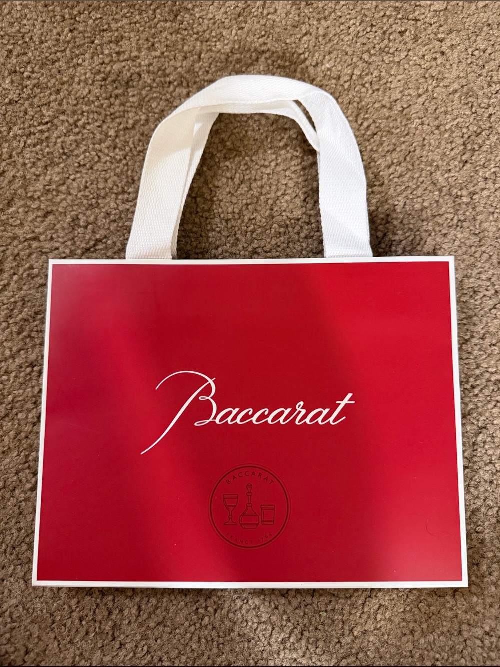 Baccarat Red Tote with White Handles